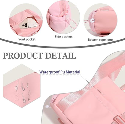 Mini Gym Bag for Women & Girls with Wet Compartment Small Gym Tote Bag Waterproof Travel Duffle Bag Cute Workout Sports Bag, Beige