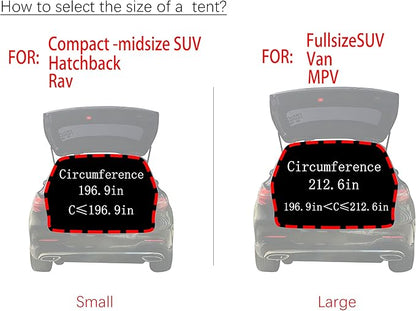 Hasika SUV Camping Tent Car Tailgate Shade Awning with Screen Net Waterproof 3000MM UPF 50+ Black (Large)
