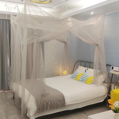 No-See-Um mesh Square Mosquito Net for Queen Size Bed 2 Openings Netting Mosquito Net for Beds, Finest Holes Mesh 2000 Mosquito Netting for Bed (Square Queen Grey Color)
