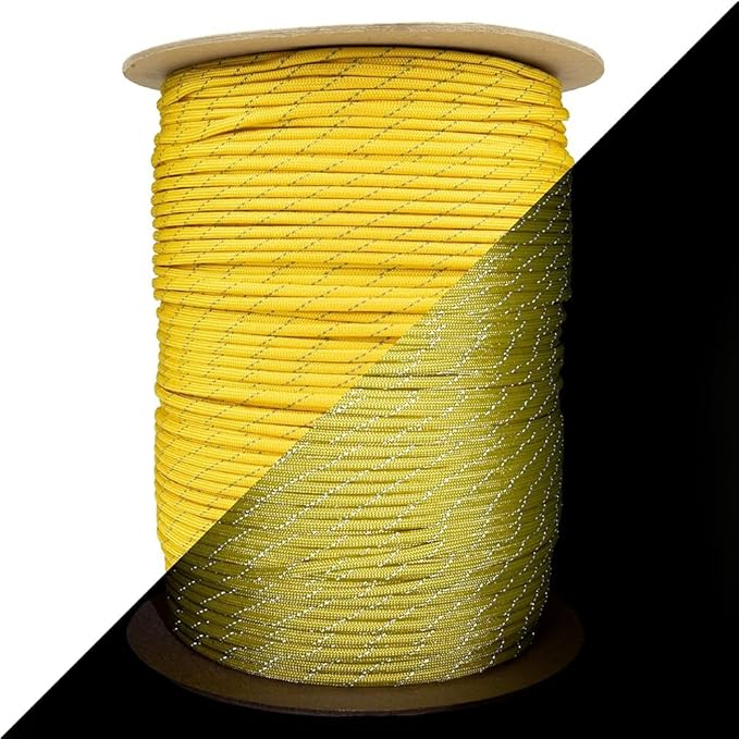 Reflective 550lb Paracord – 7 Strand Type III Nylon Parachute Cord for Hiking, Camping, and Fishing – 30+ Colors and 6 Length Options