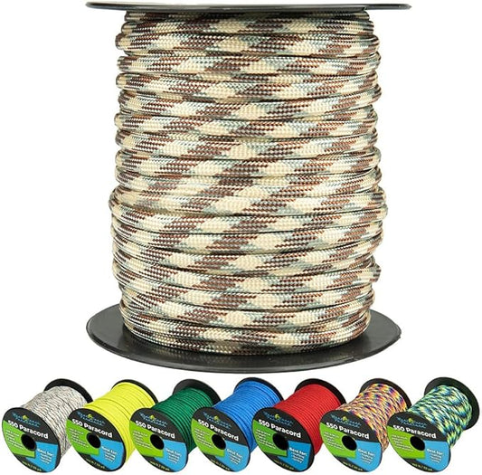 West Coast Paracord 550lb Paracord Spools – 7 Strand Type III Tactical Parachute Cord for Hiking, Camping, and Fishing – Sage Green Camo (1,000 ft)