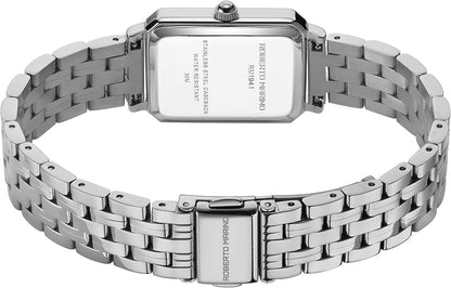 Roberto Marino RM1982 Women’s Luxury Watch Rectangular Gold – Japanese Quartz Movement, Vintage Stainless Steel Design, Silver Dial, Elegant Dress Timepiece, 3ATM Water Resistant – Reloj para Mujer