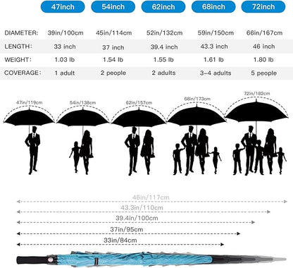 Auto Open Golf Umbrellas 62/68/72 Inch Extra Large Oversize for Business & Home, Ventilated Double Canopy Windproof Waterproof Stick Umbrella for Rain & strong wind