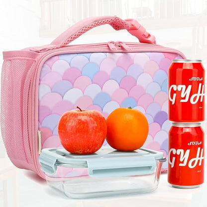 Insulated Lunch Box for School, Thermal Reusable Durable Freezable Lunch Bags for Kids Boys Girls Men Women - Small Soft Cooler Portable Lunch Tote Kit for Work Picnic Travel,Colorful