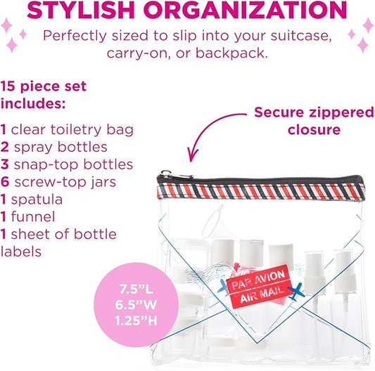 MIAMICA Women's Clear Travel Bottle Kit