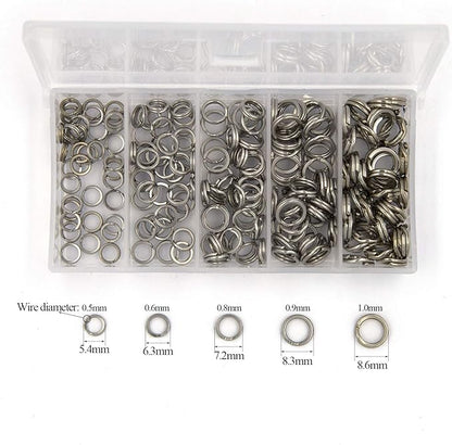 Pack of 201pcs Fishing Stainless Steel Split Rings 5 Sizes and Plier Set, Split Ring Capable of withstanding Large tensile Force and Fishing Plier Tool Kit for Saltwater Fishing Lure Connectors…