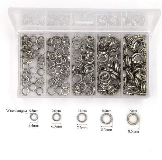 Pack of 201pcs Fishing Stainless Steel Split Rings 5 Sizes and Plier Set, Split Ring Capable of withstanding Large tensile Force and Fishing Plier Tool Kit for Saltwater Fishing Lure Connectors…