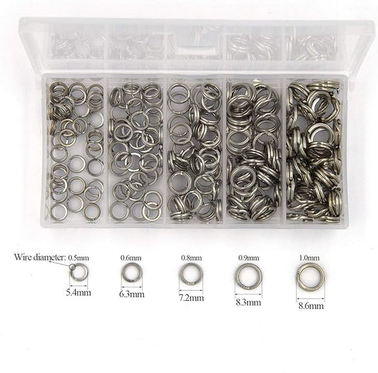 Pack of 201pcs Fishing Stainless Steel Split Rings 5 Sizes and Plier Set, Split Ring Capable of withstanding Large tensile Force and Fishing Plier Tool Kit for Saltwater Fishing Lure Connectors…