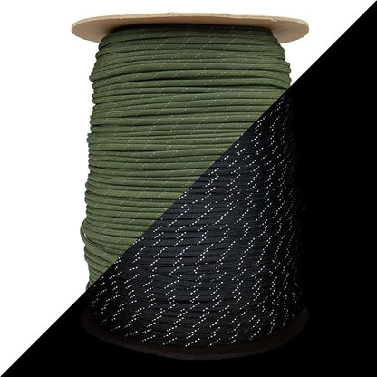 Reflective 550lb Paracord – 7 Strand Type III Nylon Parachute Cord for Hiking, Camping, and Fishing – 30+ Colors and 6 Length Options