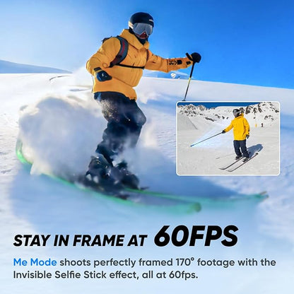 Insta360 X3 Snow Kit (New Version) - 360 Action Camera with 5.7K 360 Active HDR Video, 4K Single-Lens Camera, Waterproof, FlowState Stabilization, 2.29" Touchscreen, AI Editing, Wintersports