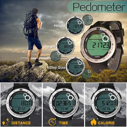 10 ATM Waterproof Sports Watch Pedometer for Men Boys Scuba Diving Watch with Lap Stopwatch and Alarm Clock Function, 12/24 Hour Format Selectable