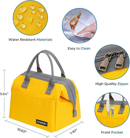 ECHSRT Large Insulated Lunch Bag for Women Men Leakproof Cooler Lunch Tote Bags for Work Travel Adult Thermal Lunchbox for Office -10L Yellow