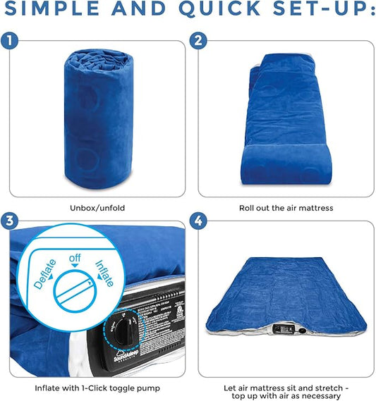 SoundAsleep Dream Series Luxury Air Mattress with ComfortCoil Technology & Built-in High Capacity Pump for Home & Camping- Double Height, Adjustable, Inflatable Blow Up, Portable - King Size