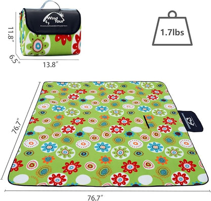 Wind Tour Family Outdoor Waterproof Durable Picnic Blankets with Carry Strap Foldable Sandproof Picnic Floor Mat for Kids Playground Camping Hiking Grass Travelling (1, Sunflower -200 * 200cm)