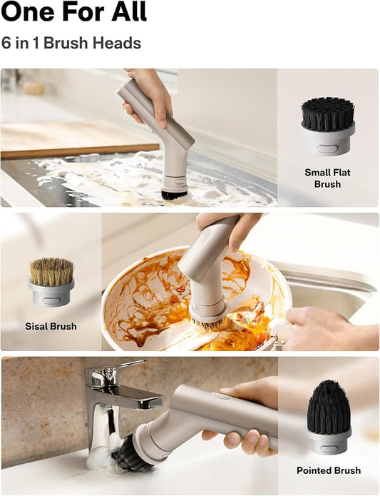 HOTO Electric Spin Scrubber, IPX7 Full Body Waterproof Dish Scrubber Brush, Cordless Bathroom Cleaning Brush, Max 22 in-lb, Power Scrubber with 9 Brush Heads for Kitchen, Sink, Bathroom, Shower, Tile