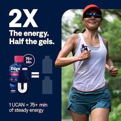 UCAN Edge Energy Gel Shots, Strawberry Banana (12, 2 Ounce Packets) for Running, Training, Workouts, Fitness, Cycling, Crossfit | Sugar-Free, Vegan, & Keto Friendly Energy