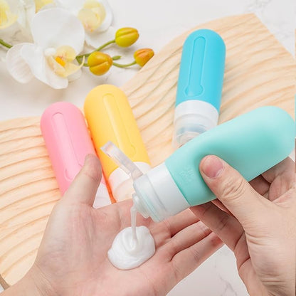 MODENGKONGJIAN 16 Pack Travel Bottles for Toiletries,TSA Approved Silicone Squeezable Travel Shampoo Bottles, 3oz Leak Proof Refillable Toiletry Cosmetic Containers（16 Pcs/Light Yellow）
