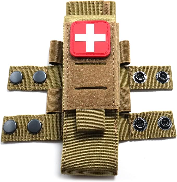 Laser Cut Molle Tourniquet Holder Pouch Tactical First Aid Kit Trauma Medical Shear Pouch Pen&Flashlight Holder IFAK TP Duty Belt Loop