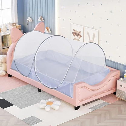 Mengersi Mosquito Net Foldable Pop Up Travel Tent,Bed Canopy Camping Mosquito Net for Travel Bedroom and Outdoor Trip,Twin Size Bed (Gray)