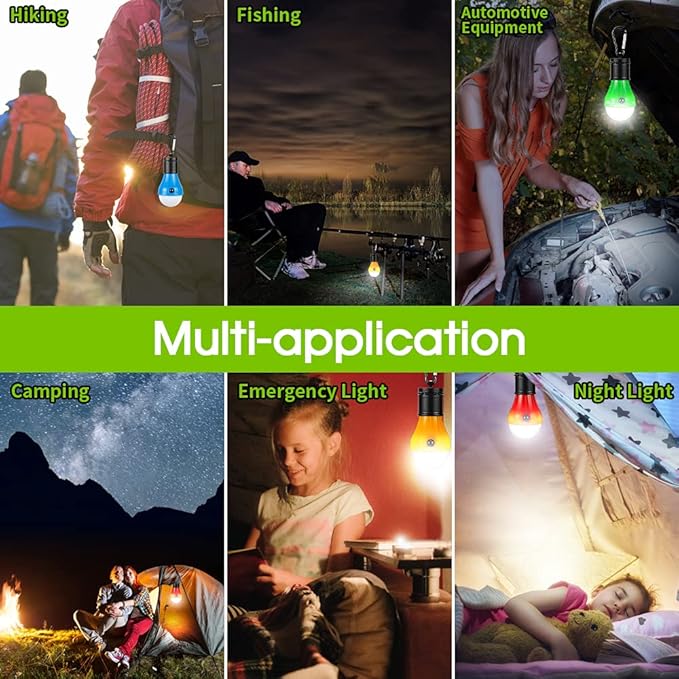 Doukey LED Camping Light [2 Pack or 4 Pack] Portable LED Tent Lantern 4 Modes for Backpacking Camping Hiking Fishing Emergency Light Battery Powered Lamp for Outdoor and Indoor