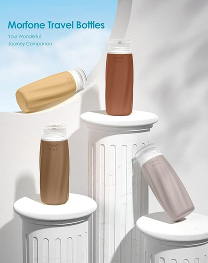 Morfone Travel Bottles for Toiletries, 3oz Tsa Approved Travel Size Containers Leak Proof Squeezable Travel Accessories Refillable for Shampoo Conditioner Lotion Liquids(Brown)