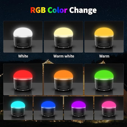 Rechargeable LED Camping Lantern 1000LM,Portable Tent Lights with RGB Color,IP65 Waterproof Camping Lights,Magnetic Base,4000mAH Emergency Hanging Light for Power Outages,Hiking,Tent,Outdoor,Home
