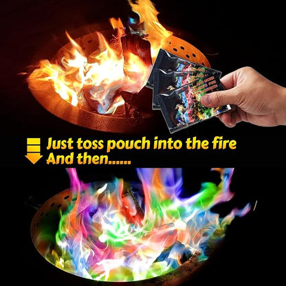 HGD (50 PCS) Magic Campfire Fire Color Changing Packets for Fire Pit, Indoor/Outdoor Fireplace, Bonfire - Rainbow Magical Flame, Camping Accessory, Compatible with Wood