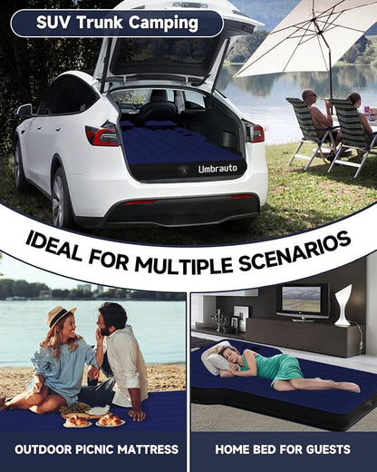 Umbrauto Air Mattress for Tesla Model Y, Inflatable Camping Airbed for SUV Trunk, Fodable Sleeping Pad with Air Pump and Storage Bag for Road Trip Travel
