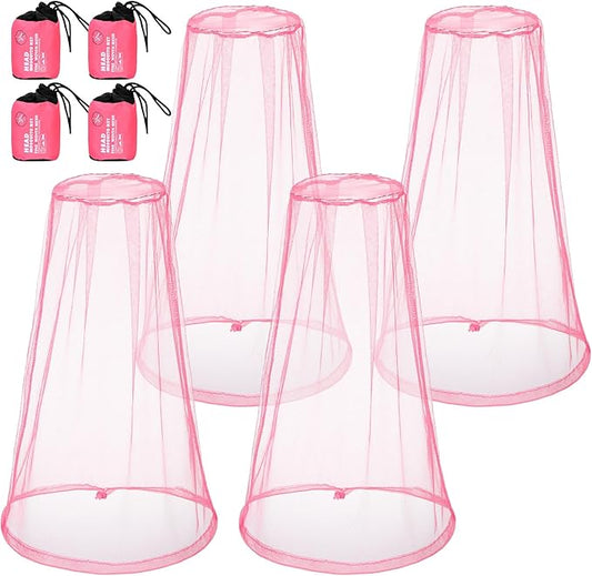 HESTYA 4 Pack Mosquito Net Mesh for Head Face Neck Fly Netting Hood from Bugs Gnats No See Net with Carry Bags for Outdoor