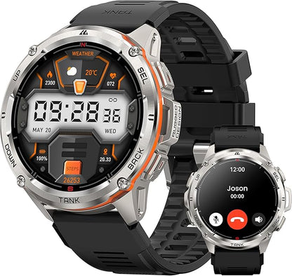 KOSPET Tank T3 Ultra Smart Watch GPS for Men, 5ATM Waterproof, Pressure&Altitude&Compass, Extra-Large Battery, Full Metal Body Rugged Military Smartwatch Bluetooth Calling-1.43” AMOLED Display