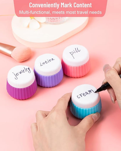 Travel Containers for Toiletries 4 Pack, TSA Approved Travel Size Toiletries, Travel Size Containers, With Clear Bag Leak Proof Silicone Jars, Travel Essentials Creams Jars Carrying Small Items