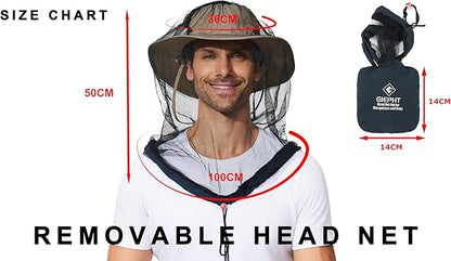 2 Pack Mosquito Head Net Mesh for Hiking & Outdoors,Bug Netting over Hat Adults Fishing,Insect Shield Protection Face Cover Mask Hood against Fly Midge Gnat