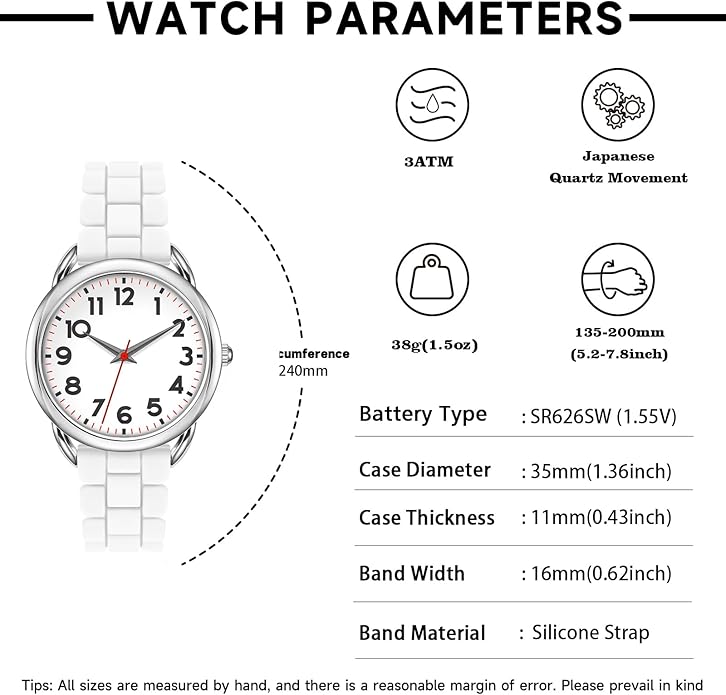 35MM Women's Watch Big Face Easy Reader Water Proof