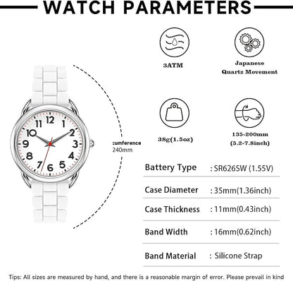 35MM Women's Watch Big Face Easy Reader Water Proof