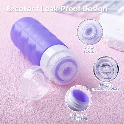 20 Pack Travel Bottles Set,Leak Proof TSA Approved Travel Size Containers, Silicone Squeezable Travel Essentials Jar Accessories for Conditioner, Shampoo, Lotion & Body Wash Accessories (Warm Color)