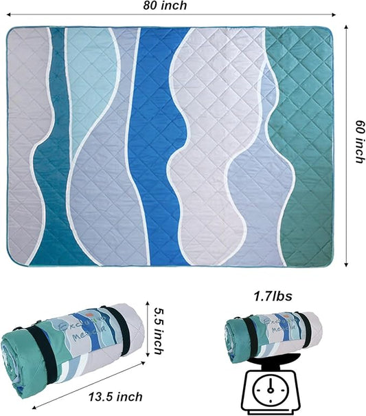 Exclusivo Mezcla Waterproof Picnic Blanket 60x80 Inches Large Multicolor Floral Polyester Sandproof Modern Camping Blanket