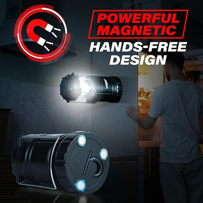 Wsky Solar Camping Lantern 4-Pack - Rechargeable LED Lights, Magnetic Base & Foldable Hanging Hook- Collapsible Lamp Battery Powered Perfect for Power Outages, Hiking, Campsites, Emergencies