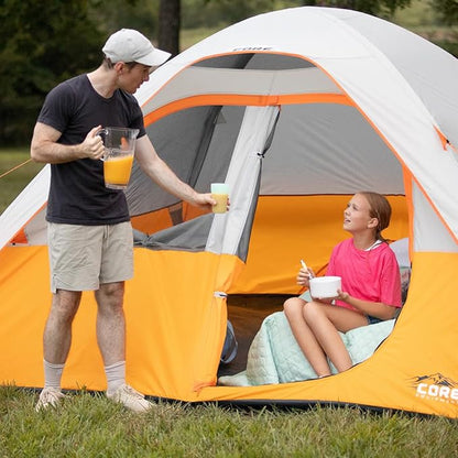 CORE Tent for Family Camping, Hiking and Backpacking | 3 Person / 4 Person / 6 Person / 9 Person Person Dome Camp Tents with Included Tent Gear Loft for Outdoor Accessories