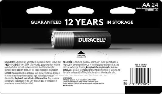 Duracell Coppertop AA Batteries with Power Boost Ingredients, 24 Count Pack Double A Battery with Long-lasting Power, Alkaline AA Battery for Household and Office Devices