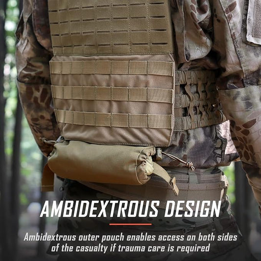 WYNEX Tactical First Aid Drop Dump Pouch, Medical Trauma Roll Up Drop Pouch EMT IFAK Sub Abdominal Carrying Bag with Hook-N-Loop for Chest Rig Vest