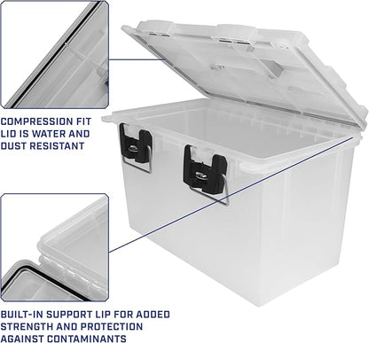 Sheffield 12767 4-Pack XL Ammo Storage Box, Stackable .50 Cal Field Boxes, Water and Dust Resistant, Lockable Storage Box with Handle, Heavy Duty Protection for Hunting Gear, Made in the USA, Frost
