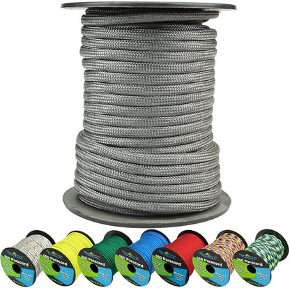 West Coast Paracord 550lb Paracord Spools – 7 Strand Type III Tactical Parachute Cord for Hiking, Camping, and Fishing – Charcoal Gray (1,000 ft)
