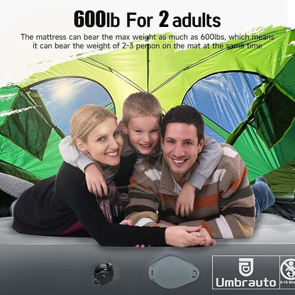 Umbrauto Built-in Pump Air Mattress for 5.5-5.8ft Full Size Short Truck Bed, Self-Inflating Suede Surface Camping Airbed for Tent Outdoor Travel Sleeping