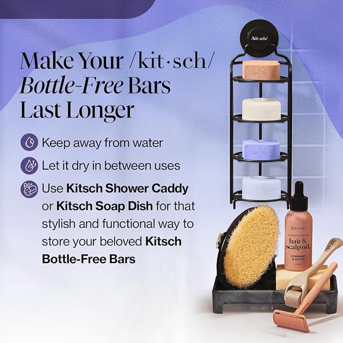 Kitsch Purple Shampoo & Conditioner Bar for Color Treated & Grey and white Hair, Made in Us, Toning Bar Shampoo & Conditioner for Blonde