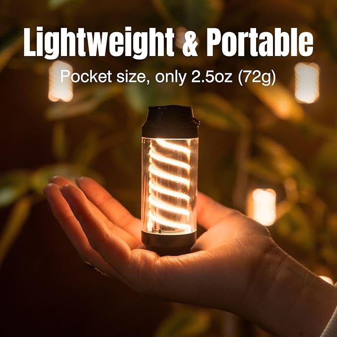 Raddy CL-1 Portable Rechargeable Flashlight with 7 Light Modes, IPX6 Waterproof, with Carabiner and Stand, for Hiking, Fishing, Emergency, Power Outage