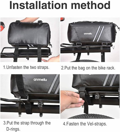 Bike Rack Bag Bike Bags for Bicycles Rear Rack Bike Trunk Bag Back Seat Carrier Saddle Luggage Storage Pack Bicycle Cargo Panniers Fat Tire Bike Folding Ebike Travel Cycling Waterproof Small
