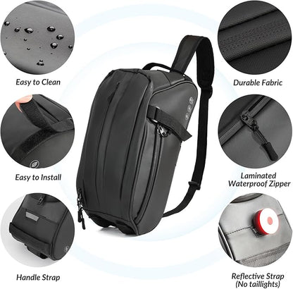 WOTOW Reflective Rear Rack Bag, Water Resistant Bike Saddle Panniers for Bicycles, 8L Trunk Cycling Back Seat Cargo Carrier Storage Pouch With Shoulder Strap for Travel Commute