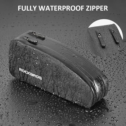 ROCKBROS Top Tube Bike Frame Bag - Waterproof, Two Zipper Pockets, Pouch for Bicycles