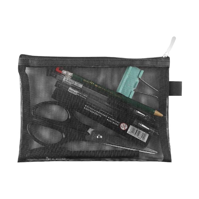Clear Cosmetic Bags Zip Makeup Mesh Bags Pencil Case Pouch Travel Toiletry Kit Set Storage Case ((6A+5A)*3 Black)