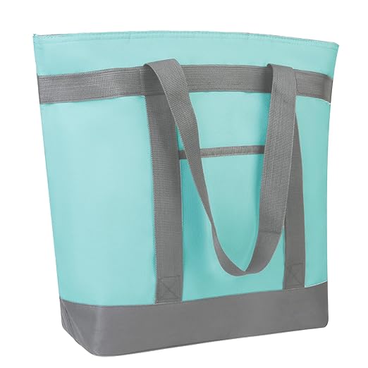 Insulated Reusable Tote Bag for Grocery Shopping for Women/Men, Pizza/Food Delivery Bag to Keep Food Cold/Hot for Uber Eats/Doordash/Grubub, Cooler bags for Travel/Beach/Picnic, Green